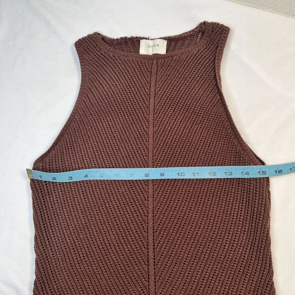 DISSH Bloom Chocolate Crochet Maxi Dress Knit Fitted Sleeveless Brown Large - Picture 10 of 14
